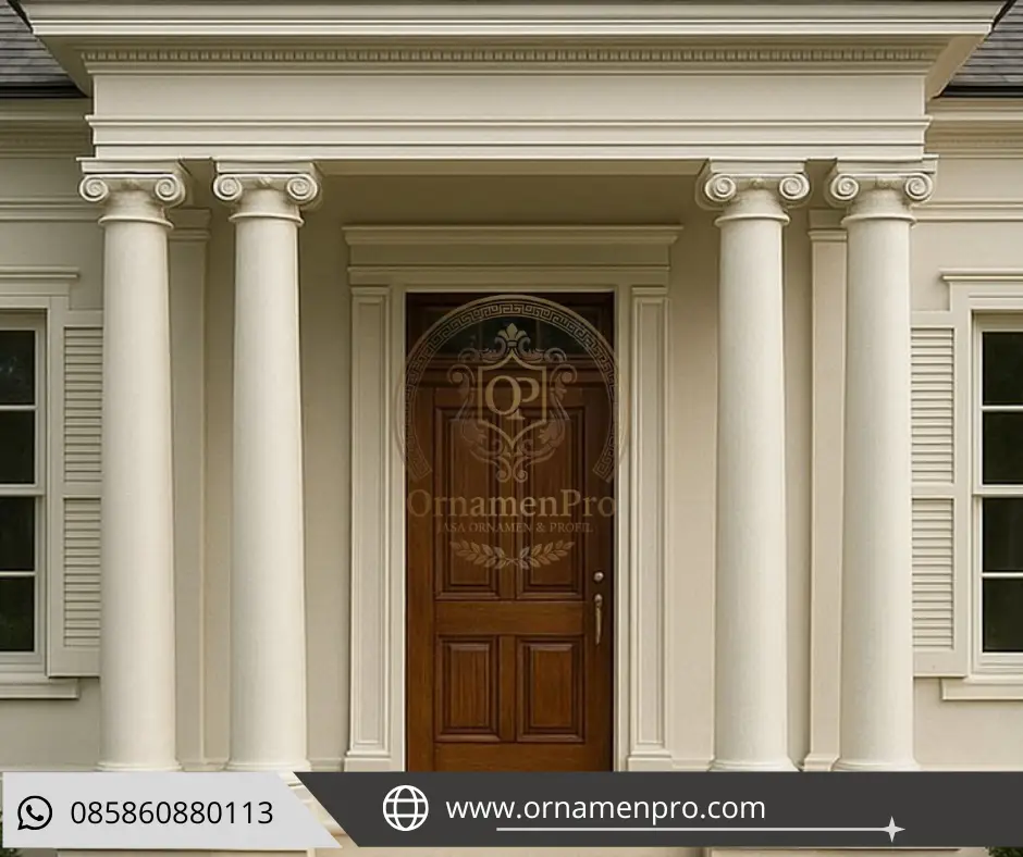 Desain pilar dan profil eksterior beton untuk rumah modern klasik